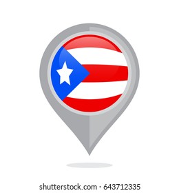 Icon pin illustration with Puerto Rico country flag stylized in the circle
