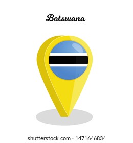 Icon pin of location with the flag of Botswana. Ideal for catalogs of institutional materials and geography.