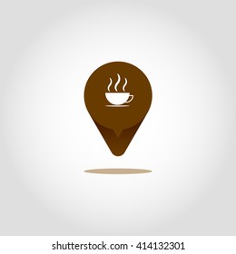 Icon pin map illustration of cafe