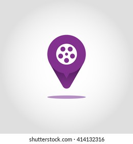 Icon pin map illustration of cinema