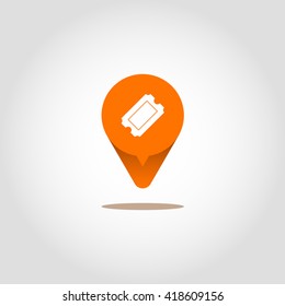 Icon pin map illustration of ticket store