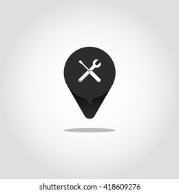Icon pin map illustration of workshop