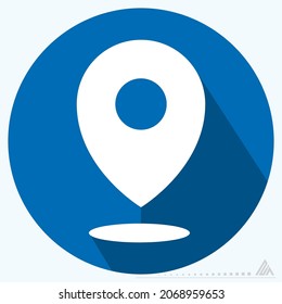 Icono Punto 2 - Estilo de sombra larga - Ilustración simple, trazo editable, vector de plantilla de diseño, Buena para impresiones, carteles, anuncios, anuncios, gráficos de información, etc.