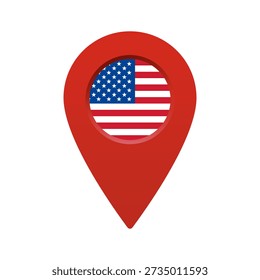 Icon pin with US flag stylized in the circle