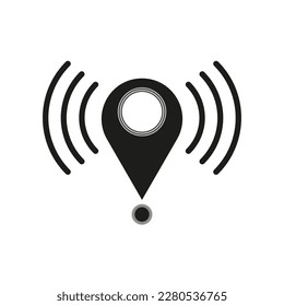 Icono con icono de conexión wi-fi. concepto de red de Internet. Comunicación por Internet. Marcar la ubicación. Ilustración vectorial.