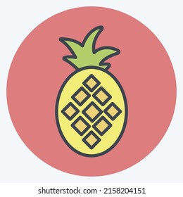 Icon Pineapple. suitable for Fruits and Vegetables symbol. color mate style. simple design editable. design template vector. simple symbol illustration