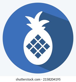 Icon Pineapple. suitable for Fruits and Vegetables symbol. long shadow style. simple design editable. design template vector. simple symbol illustration