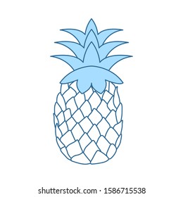 Icon Of Pineapple In Ui Colors. Thin Line With Blue Fill Design. Vector Illustration.