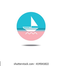 icon  pink and blue sailboat vector design