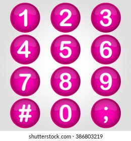 icon pink buttton number vector