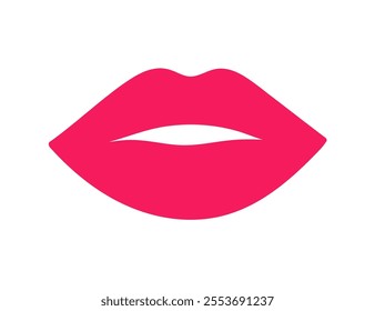Icon of pink female lips on white background.