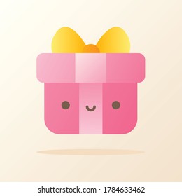 icon pink gift box with yellow ribbon for special day