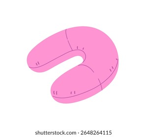 Ícone de travesseiro pescoço rosa para dormir em viagem. Confortável almofada inflável para o resto na viagem de estrada. Ferramenta têxtil com suporte para relaxar em turnê, viagem. Ilustração de vetor isolado plano em branco