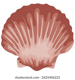 icon of a pink sea scallop from the ocean floor, for nautical and summer designs