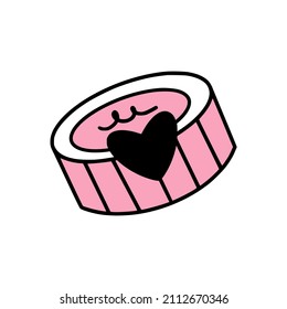 An icon of pink valentine present box with heart-shaped lock. 