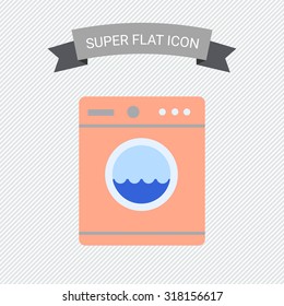 Icon of pink washing machine with water in drum