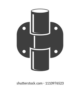 Icon of pipe fastening to vertical and horizontal surfaces. Vector on white background.