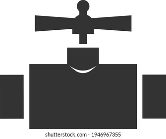 Symbol eines Rohrs mit einem Tor-Ventil. Schwarze Silhouette. Vektorgrafik einzeln auf weißem Hintergrund.