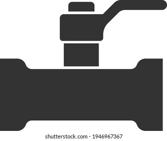 Symbol eines Rohrs mit einem Tor-Ventil. Schwarze Silhouette. Vektorgrafik einzeln auf weißem Hintergrund.