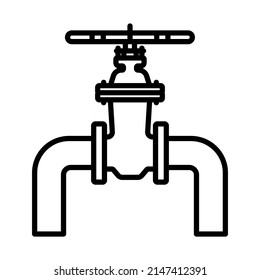 Icon Of Pipe With Valve. Bold outline design with editable stroke width. Vector Illustration.
