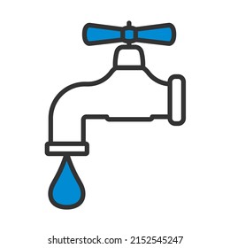 Icono De La Tubería Con Válvula. Contorno de negrita editable con diseño de relleno de color. Ilustración vectorial.
