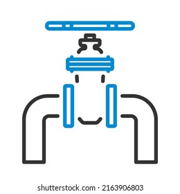 Icon Of Pipe With Valve. Editable Bold Outline With Color Fill Design. Vector Illustration.