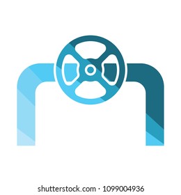 Icon of Pipe with valve. Flat color design. Vector illustration.