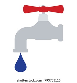 Icon of  pipe with valve. Flat color design. Vector illustration.