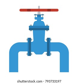 Icon of Pipe with valve. Flat color design. Vector illustration.