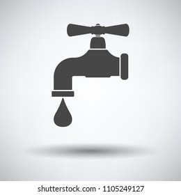 Icon of  pipe with valve on gray background, round shadow. Vector illustration.