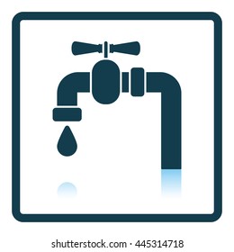 Icon of  pipe with valve. Shadow reflection design. Vector illustration.