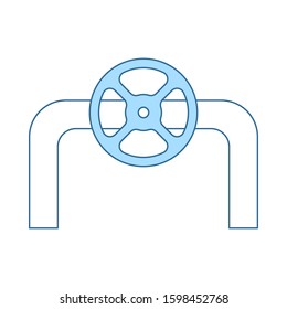 Symbol für Rohrleitung mit Ventilator. Einfach mit dem Design der blauen Füllung übereinstimmen. Vektorgrafik.