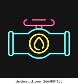 Symbolpipeline. Elemente der Ölindustrie. Symbol im Neonstil.
