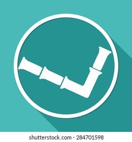 Icon pipes on white circle with a long shadow