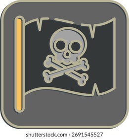 Icon pirate flag. Pirates theme elements. Icon in embossed style.