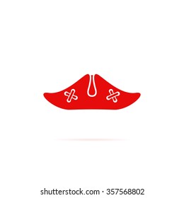 Icon pirate hat with skull and crossbones.
