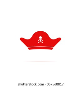 Icon pirate hat with skull and crossbones.