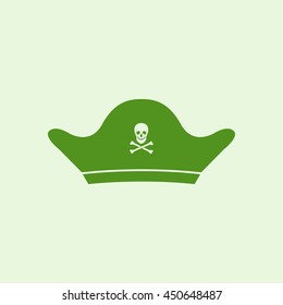 Icon pirate hat with skull and crossbones.