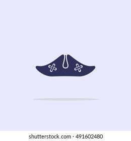 Icon pirate hat with skull and crossbones.