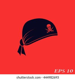Icon pirate hat with skull and sabers.