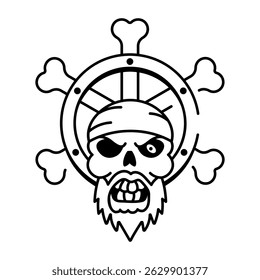 Eine Ikone des Piratenkopfes im Doodle-Stil
