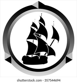 icon pirate sailing ship on white background vector