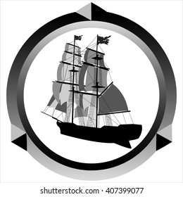 icon pirate sailing ship on white background vector