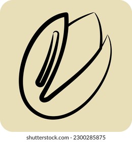 Icon Pistachio. suitable for Nuts symbol. hand drawn style. simple design editable. design template vector. simple illustration