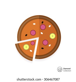 Icon of pizza with cut slice