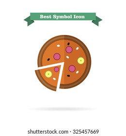 Icon of pizza with cut slice