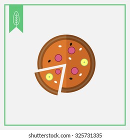 Icon of pizza with cut slice