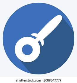Icon Pizza Cutter - Long Shadow Style - Simple illustration,Editable stroke,Design template vector, Good for prints, posters, advertisements, announcements, info graphics, etc.