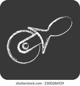 Icon Pizza Cutter. suitable for education symbol. chalk Style. simple design editable. design template vector. simple illustration