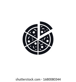 Icono Pizza en estilo plano diseño simple de icono de logotipo. Ilustración vectorial de la comida y la bebida negra sobre fondo blanco 
